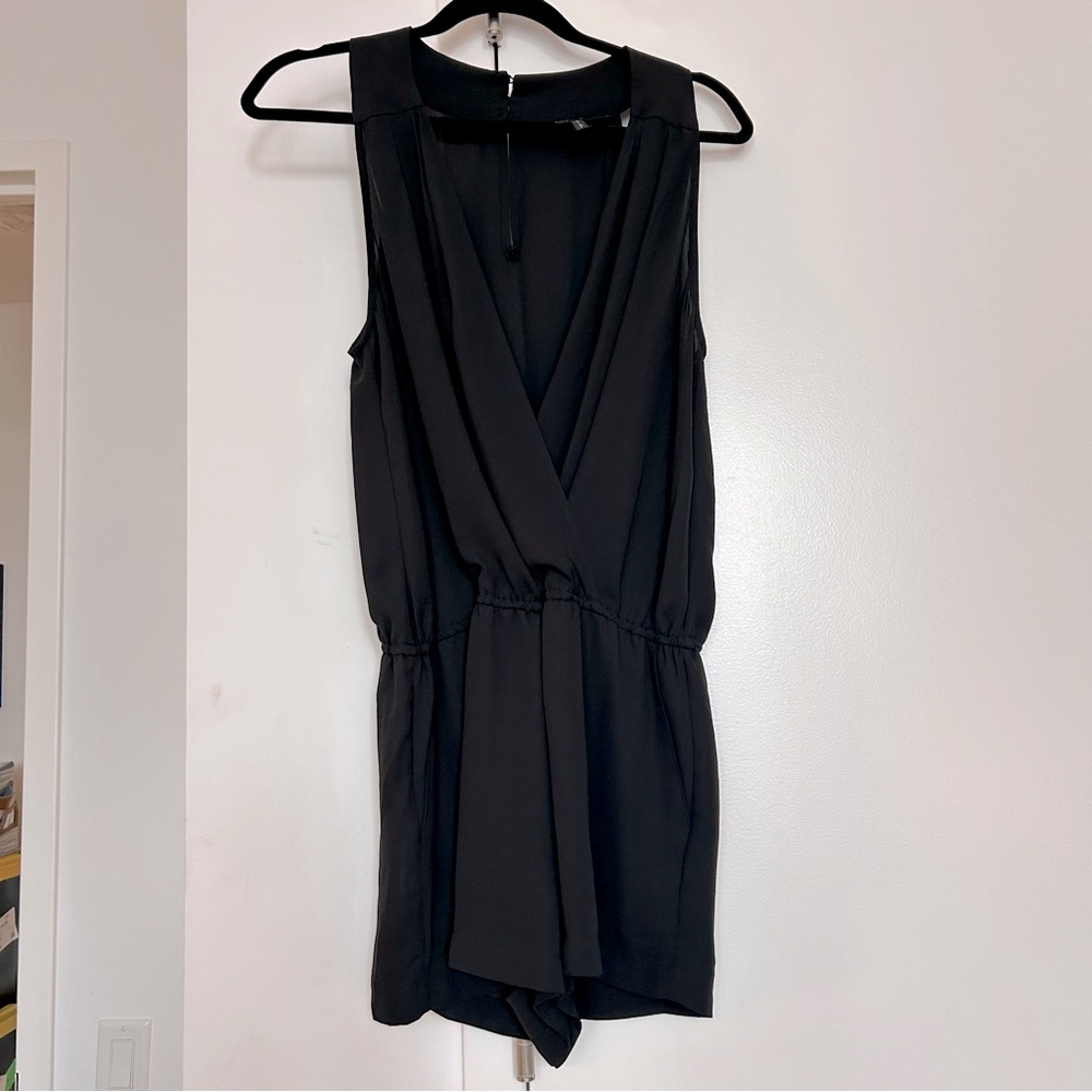 BCBGMAXAZRIA Cross Front Silky Romper